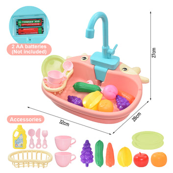 Kids Kitchen Sink Toys Simulation Electric Dishwasher