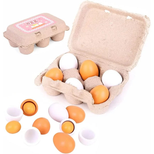 6pcs Wooden Eggs Toy For Kids