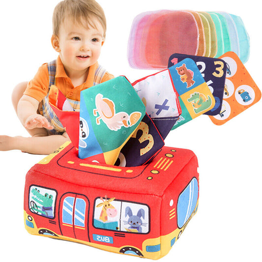 Baby Montessori Toys Infant Pull Along Magic Tissue Box