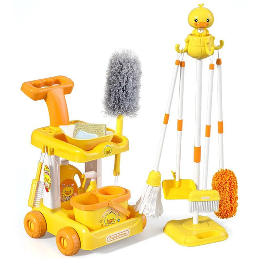 Children's Cleaning Cart Little Yellow Duck Rabbit Sweeping Tool Box