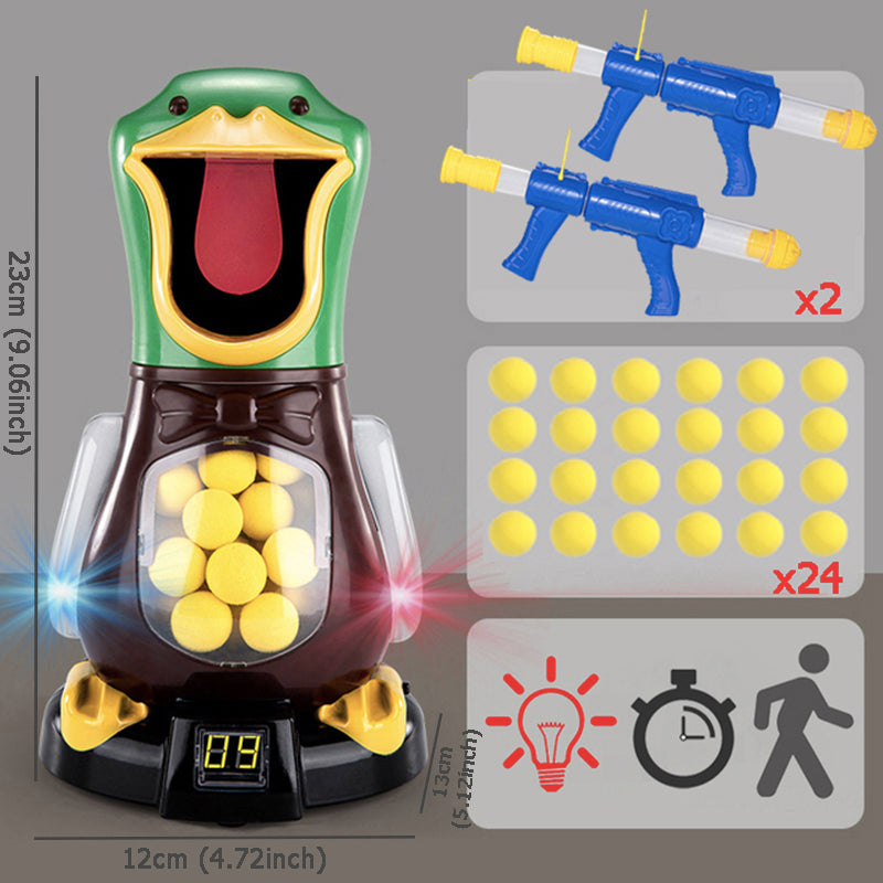 Duck Targets with Air-Powered 98K Pistol Toy Gun, Soft Bullets, Ball Scoring, Light Effects, and Walking Function