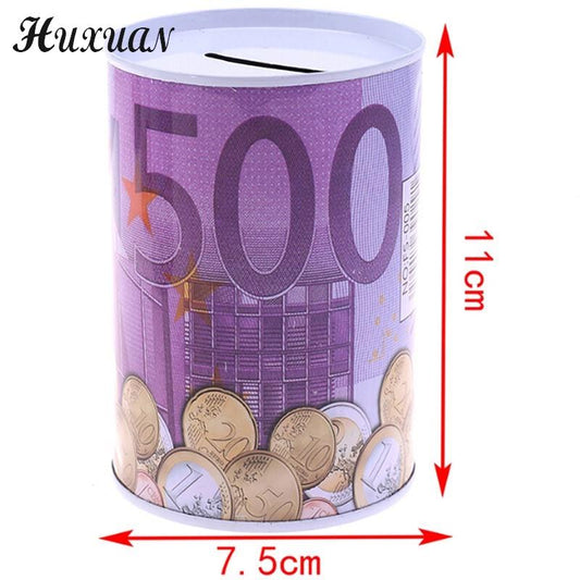 Euro Dollar Safe Cylinder Money Box
