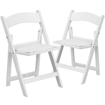 Furniture Kids Folding Chairs with Padded Seats | Set of 2 White Resin Chair