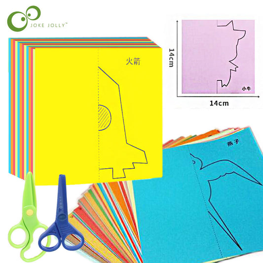 48pcs/set Kids Cartoon Color Paper Folding and Cutting Toys