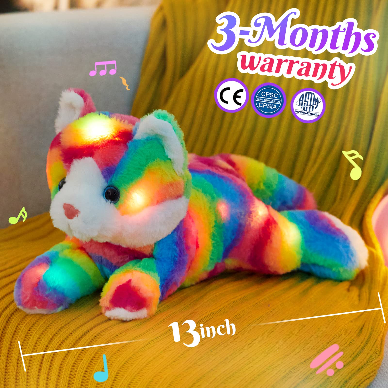 Rainbow Cat Luminous Cute Plush Toys with LED Light