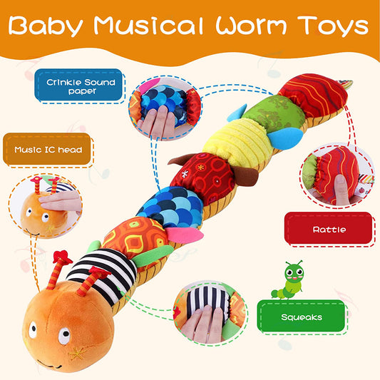 Baby Rattle Musical Caterpillar Worm Soft Infant Plush Toys